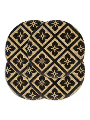 Sonata Подложки за хранене, 4 бр, черни, 38 см, кръгли, юта