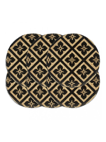 Sonata Подложки за хранене, 6 бр, черни, 38 см, кръгли, юта