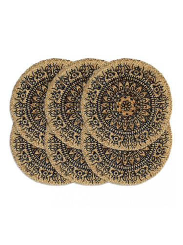 Sonata Подложки за хранене, 6 бр, тъмносини, 38 см, кръгли, юта