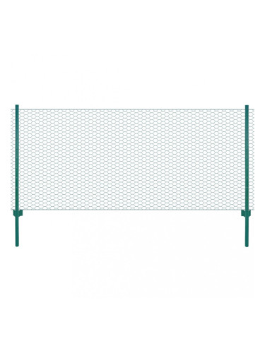Sonata Ограда от телена мрежа с колчета, стомана, 25х0,75 м, зелена