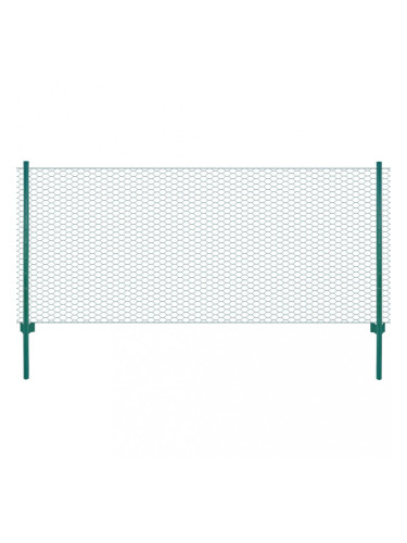 Sonata Ограда от телена мрежа с колчета, стомана, 25х0,5 м, зелена