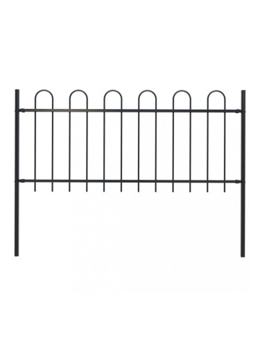 Sonata Градинска ограда с извити върхове, стомана, 1,7x0,8 м, черна