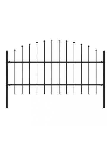 Sonata Градинска ограда с връх пика, стомана, (0,75-1)x1,7 м, черна