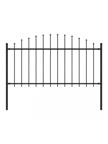 Sonata Градинска ограда с връх пика, стомана, (1,25-1,5)x1,7 м, черна