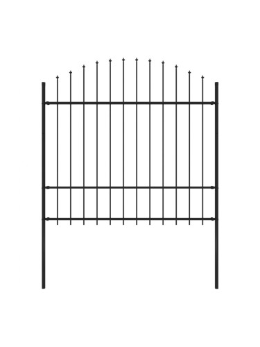 Sonata Градинска ограда с връх пика, стомана, (1,5-1,75)x1,7 м, черна