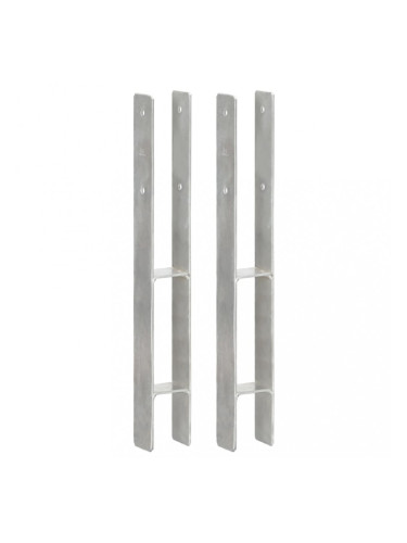 Sonata Подпори за ограда 2 бр сребристи 7x6x60 см поцинкована стомана