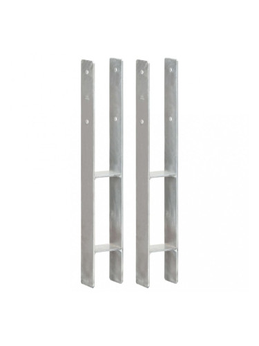 Sonata Подпори за ограда 2 бр сребристи 8x6x60 см поцинкована стомана