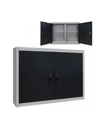 Sonata Стенен шкаф за инструменти, индустриален, метал, сиво и черно