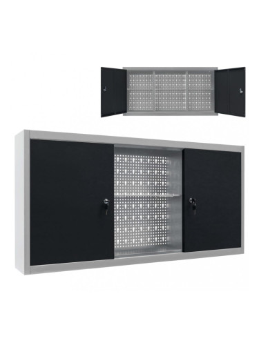 Sonata Стенен шкаф за инструменти, индустриален, метал, сиво и черно