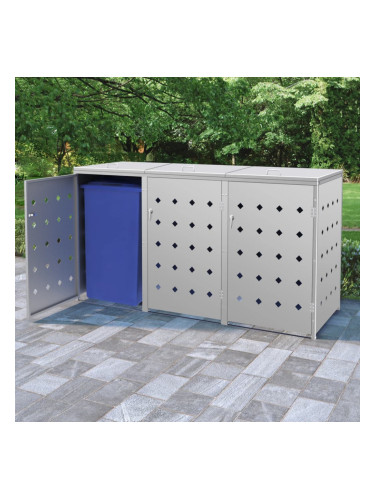 Sonata Троен навес за кофа за смет 240 л, неръждаема стомана