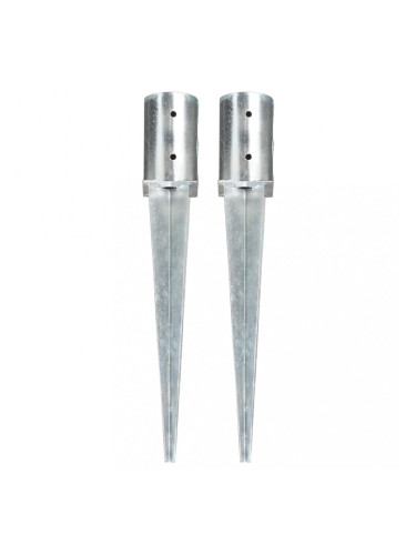 Sonata Заземителни колове 2 бр сребристи 8x61 см поцинкована стомана