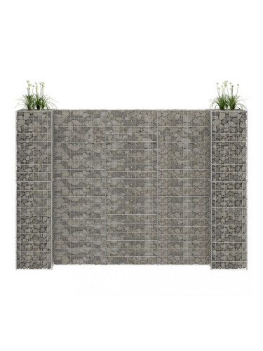 Sonata Габион плантер Н-образен, стоманена тел, 260x40x200 cм