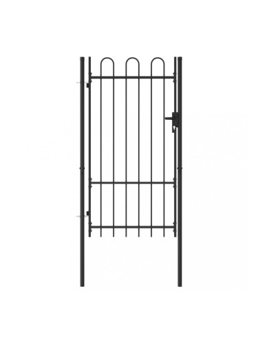 Sonata Оградна порта една врата арковиден връх стомана 1х1,75 м черна