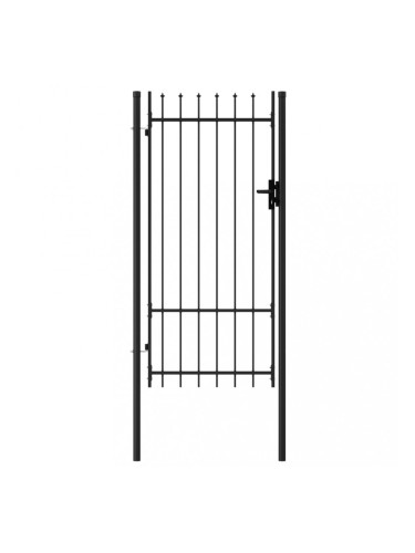 Sonata Оградна порта една врата с остри върхове стомана 1х2 м черна