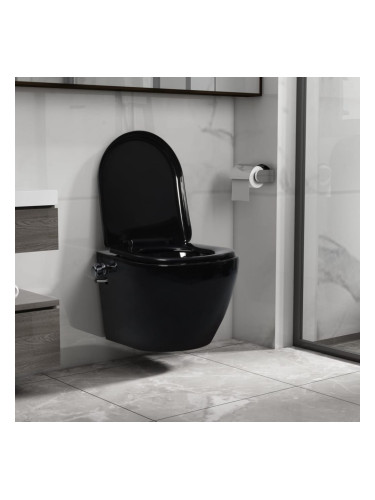 Sonata Окачена тоалетна чиния без ръб с функция биде, керамична, черна