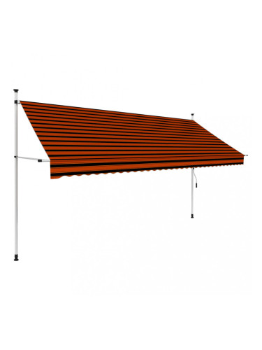 Sonata Ръчно прибиращ се сенник, 350 см, оранжево и кафяво