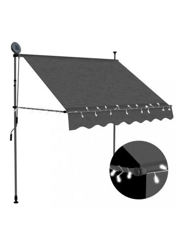Sonata Ръчно прибиращ се сенник с LED, 100 см, антрацит