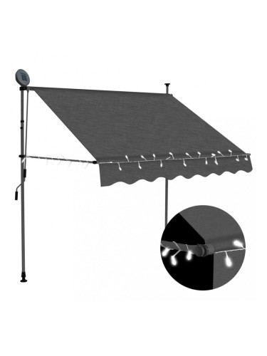 Sonata Ръчно прибиращ се сенник с LED, 150 см, антрацит