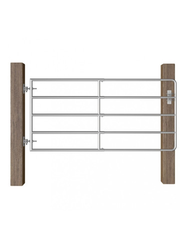 Sonata Оградна порта, 5 пръта, стомана, (95-170)x90 см, сребриста