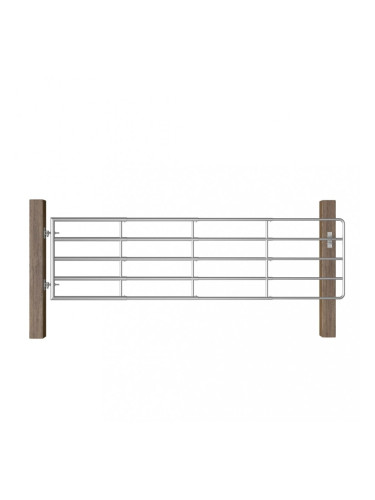 Sonata Оградна порта, 5 пръта, стомана, (115-300)x90 см, сребриста