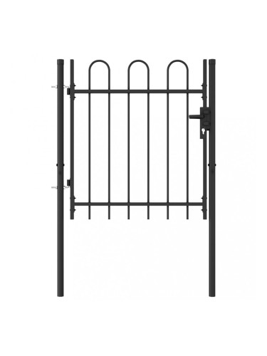 Sonata Оградна порта една врата арковидни върхове стомана 1х1 м черна