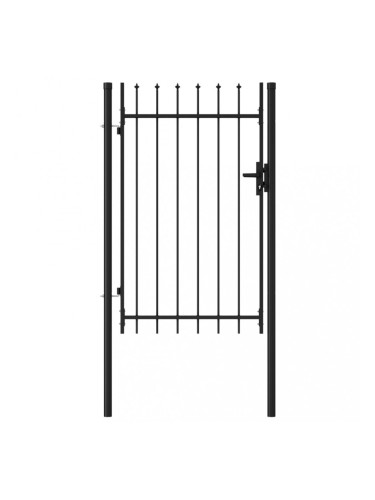 Sonata Оградна порта една врата с остри върхове стомана 1х1,5 м черна