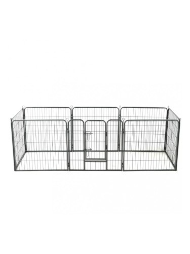 Sonata Заграждение за куче, 8 панела, стомана, 80x80 см, черно