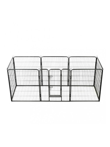 Sonata Заграждение за куче, 8 панела, стомана, 80x100 см, черно