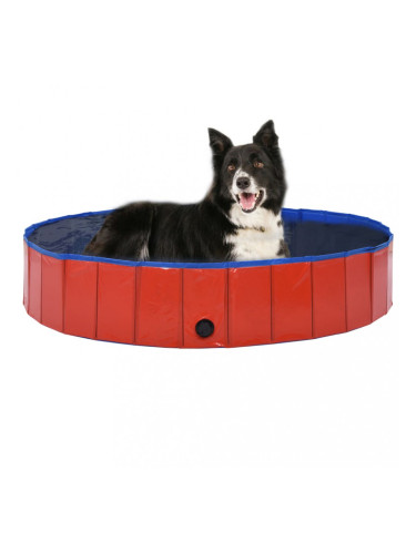 Sonata Сгъваем басейн за кучета, червен, 160x30 см, PVC