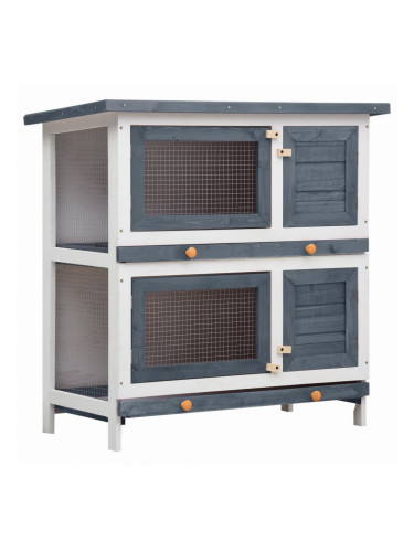 Sonata Външна клетка за зайци, 4 врати, сива, дърво