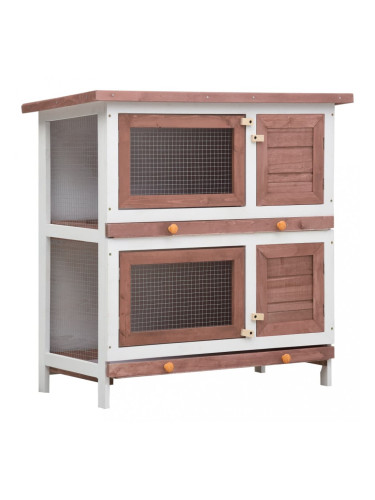 Sonata Външна клетка за зайци, 4 врати, кафява, дърво
