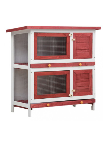 Sonata Външна клетка за зайци, 4 врати, червена, дърво