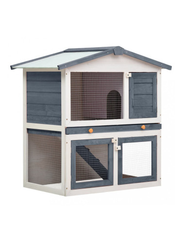 Sonata Външна клетка за зайци, 3 врати, сива, дърво