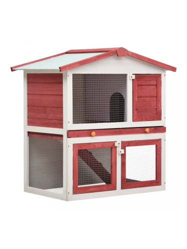 Sonata Външна клетка за зайци, 3 врати, червена, дърво