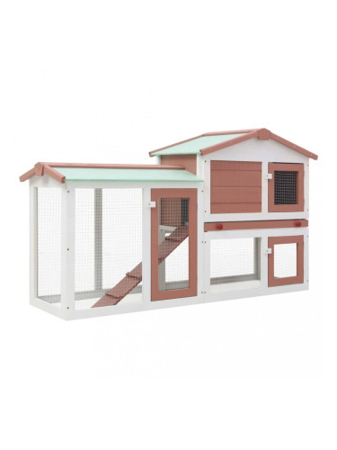 Sonata Външна голяма клетка за зайци кафяво и бяло 145x45x85 см дърво