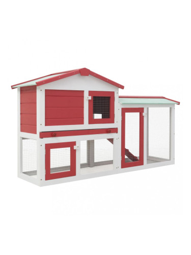 Sonata Външна голяма клетка за зайци червено и бяло 145x45x85 см дърво