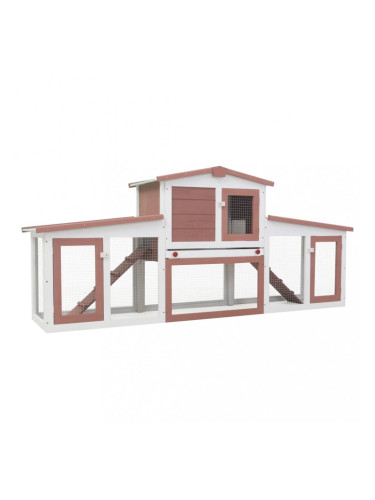 Sonata Външна голяма клетка за зайци кафяво и бяло 204x45x85 см дърво