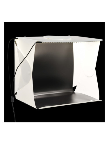 Sonata Сгъваема палатка за продуктова фотография LED 40x34x37 см бяла