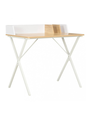 Sonata Бюро, бял и естествен цвят, 80x50x84 см