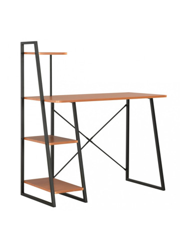 Sonata Бюро с модул с рафтове, черно и кафяво, 102x50x117 см