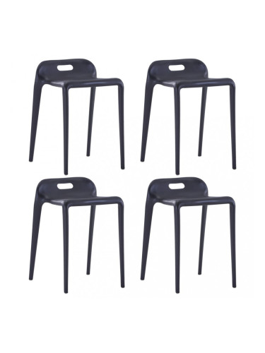 Sonata Стифиращи табуретки, 4 бр, черни, пластмаса