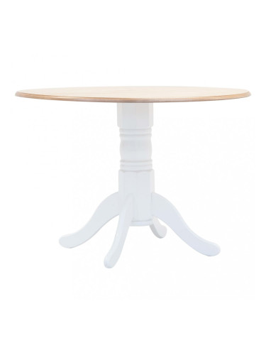 Sonata Трапезна маса, бяло и кафяво, 106 cм, каучуково дърво масив