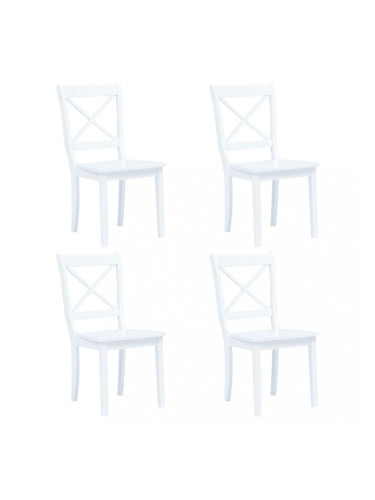 Sonata Трапезни столове, 4 бр, бели, масивна каучукова дървесина