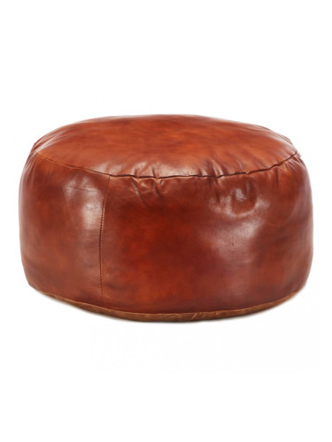 Sonata Пуф, жълтокафяв, 60х30 см, естествена козя кожа