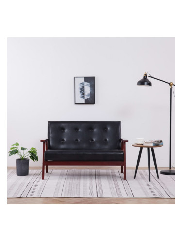 Sonata 2-местен диван, черен, изкуствена кожа
