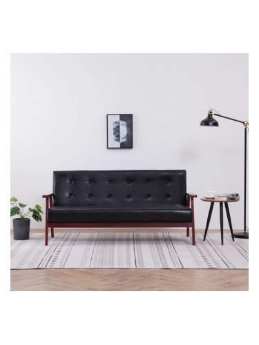 Sonata 3-местен диван, черен, изкуствена кожа