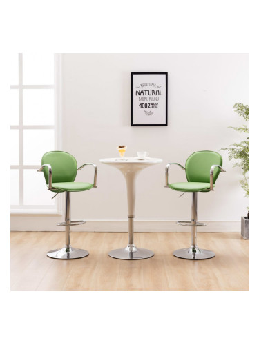 Sonata Бар табуретки с подлакътници, 2 бр, зелени, изкуствена кожа