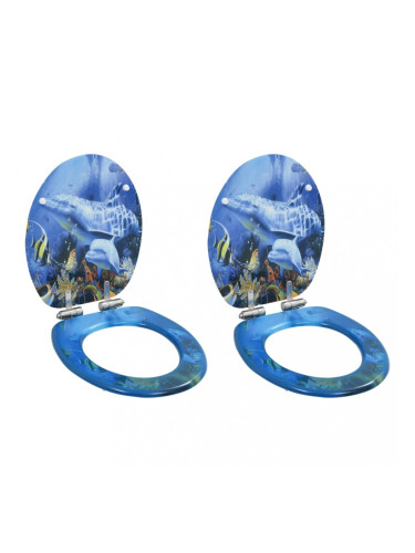 Sonata Тоалетни седалки с плавно затваряне, 2 бр, МДФ, дизайн делфини