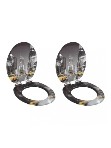 Sonata Тоалетни седалки с плавно затваряне, 2 бр, МДФ, дизайн Ню Йорк