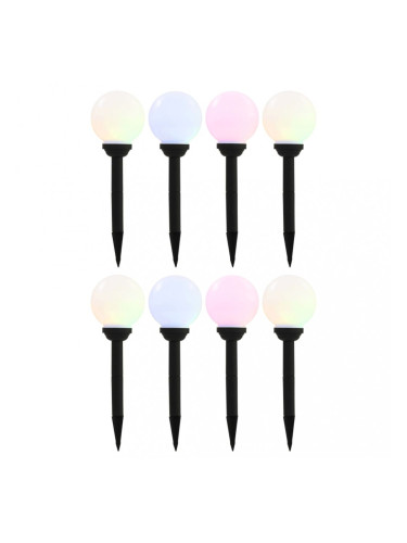 Sonata Градински соларни лампи, 8 бр, LED, сферични, 15 см, RGB